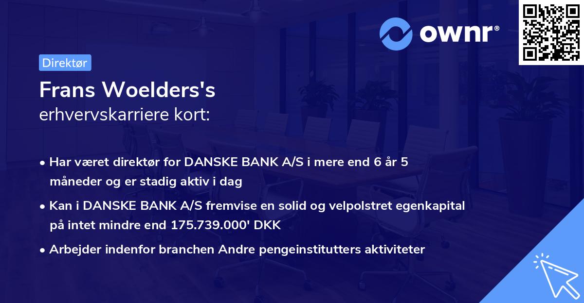 Frans Woelders's erhvervskarriere kort