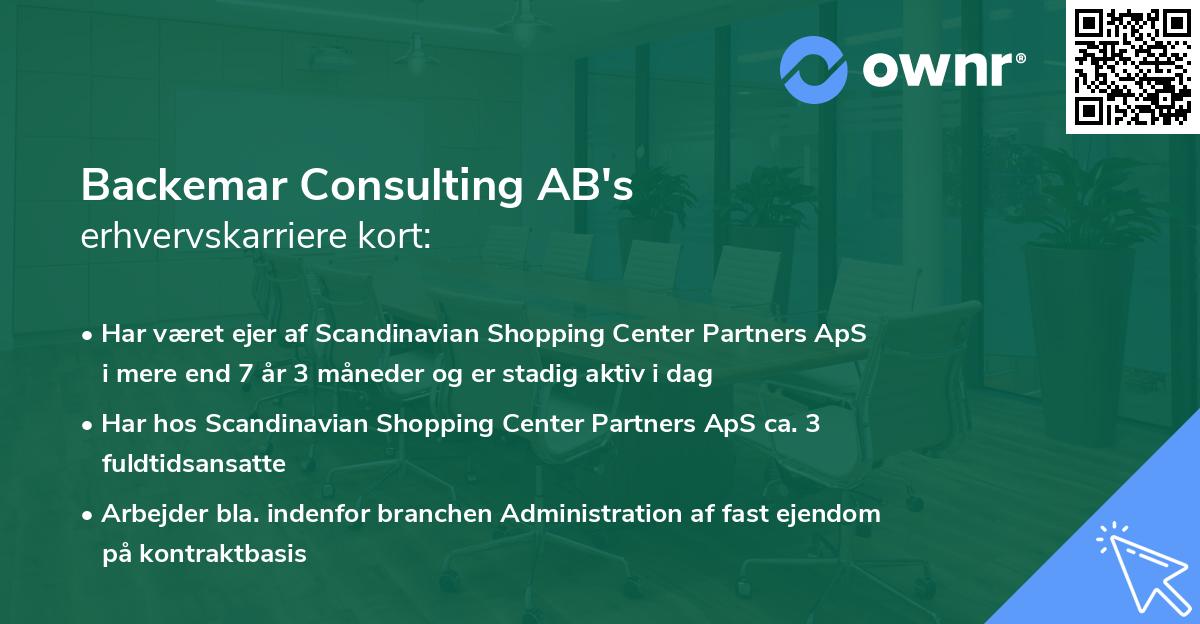 Backemar Consulting AB's erhvervskarriere kort