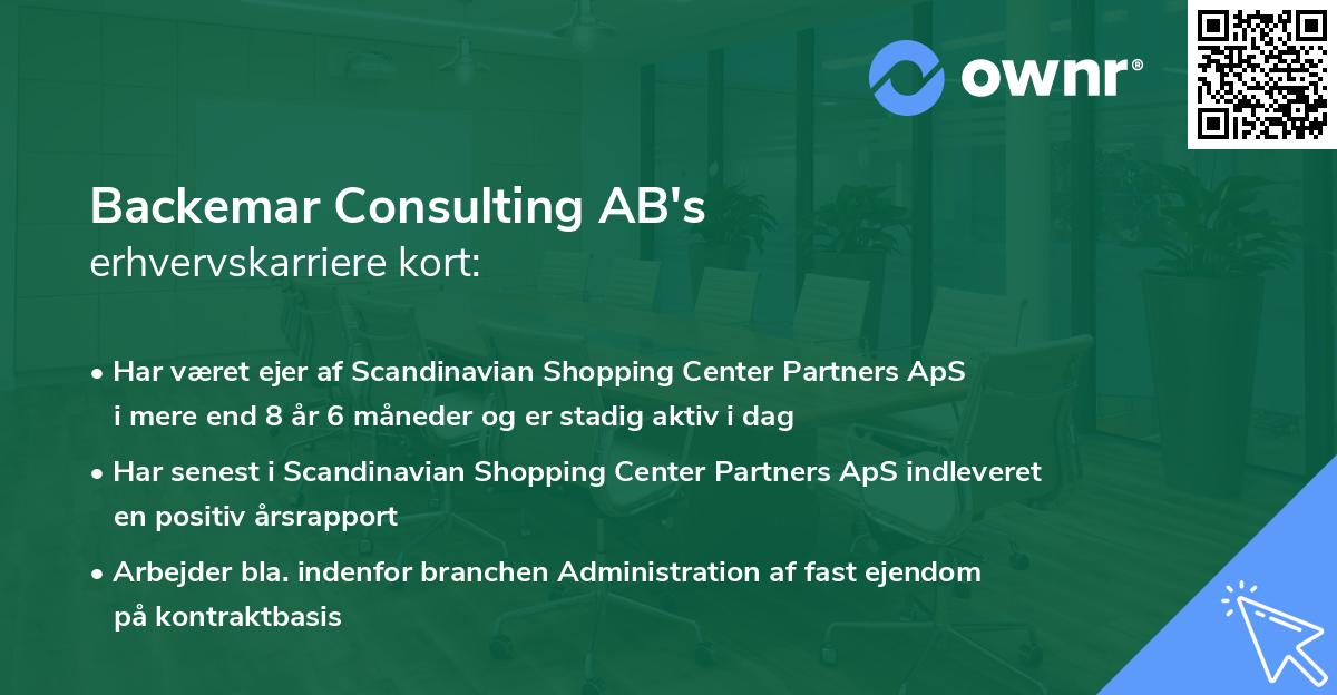 Backemar Consulting AB's erhvervskarriere kort
