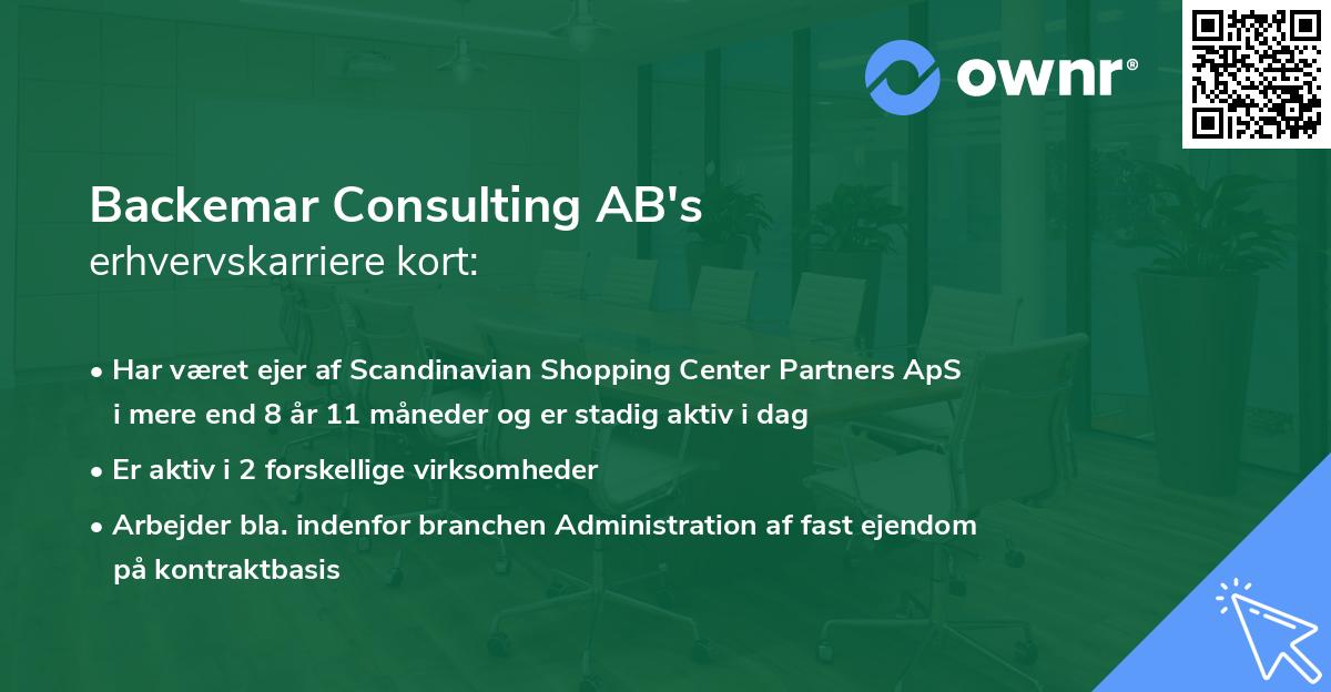 Backemar Consulting AB's erhvervskarriere kort