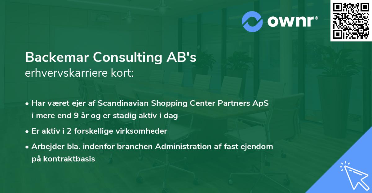 Backemar Consulting AB's erhvervskarriere kort
