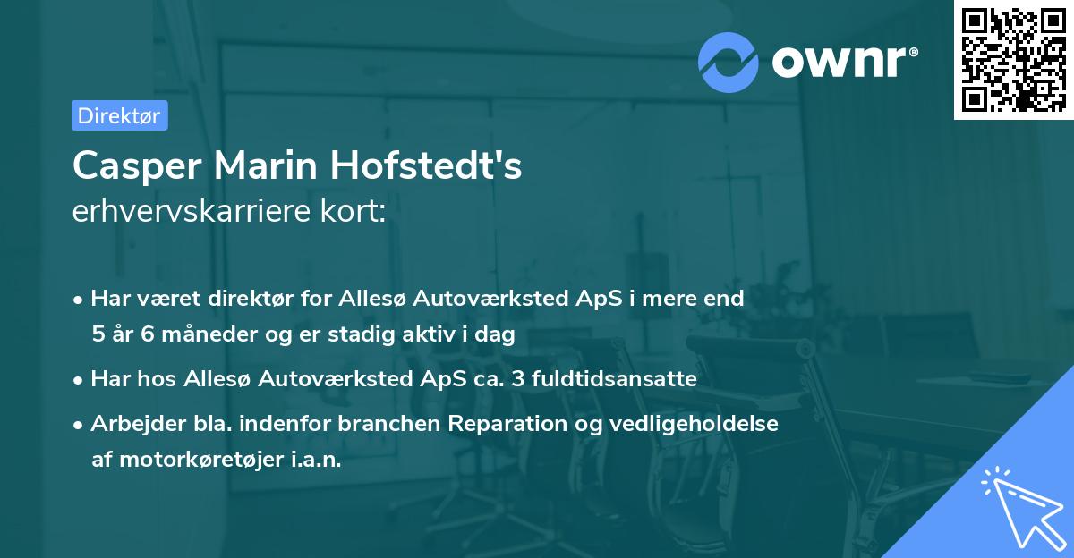 Casper Marin Hofstedt's erhvervskarriere kort