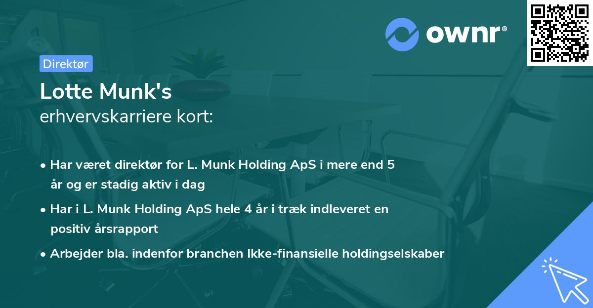 Lotte Munk's erhvervskarriere kort