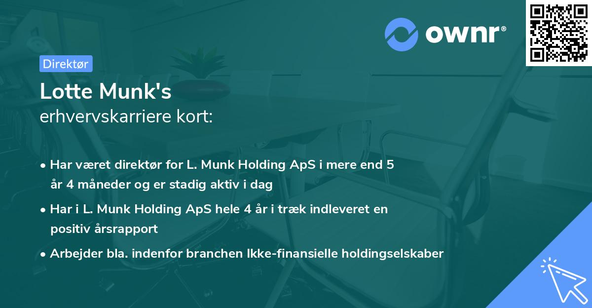 Lotte Munk's erhvervskarriere kort