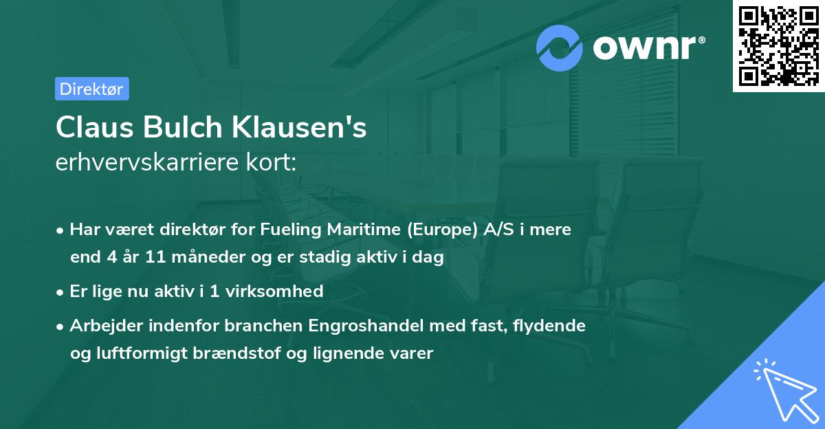 Claus Bulch Klausen's erhvervskarriere kort