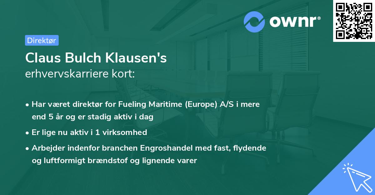 Claus Bulch Klausen's erhvervskarriere kort