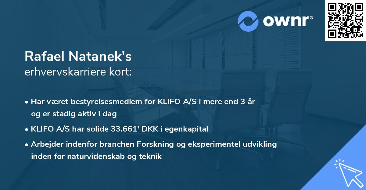 Rafael Natanek's erhvervskarriere kort