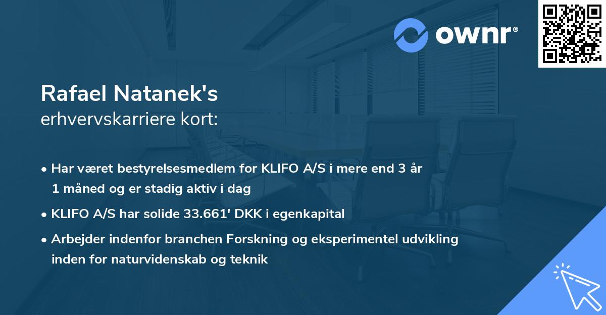 Rafael Natanek's erhvervskarriere kort