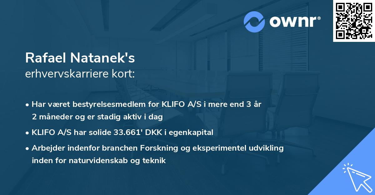 Rafael Natanek's erhvervskarriere kort
