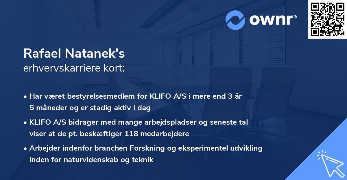 Rafael Natanek's erhvervskarriere kort