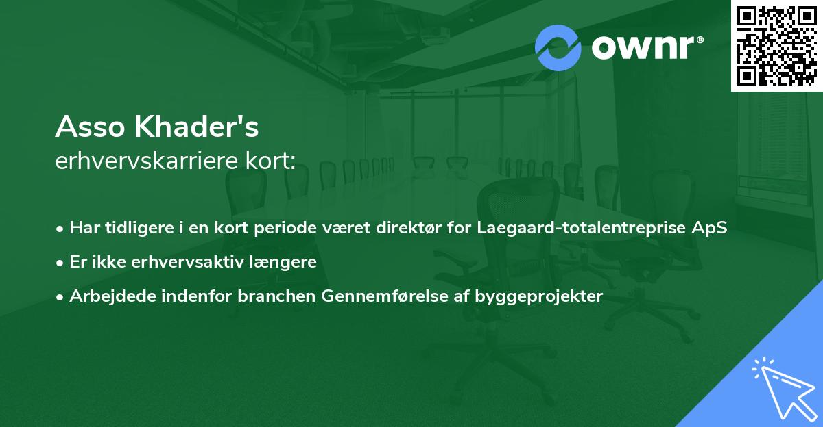 Asso Khader's erhvervskarriere kort