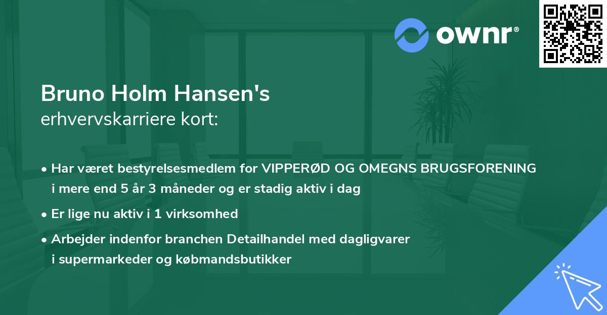 Bruno Holm Hansen's erhvervskarriere kort