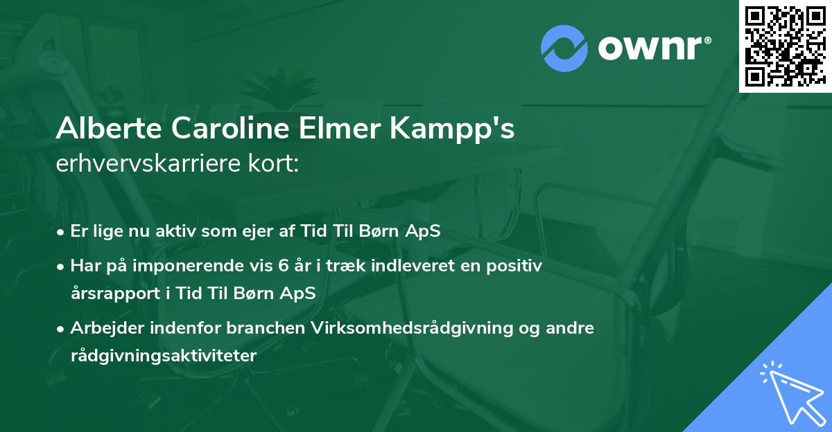 Alberte Caroline Elmer Kampp's erhvervskarriere kort