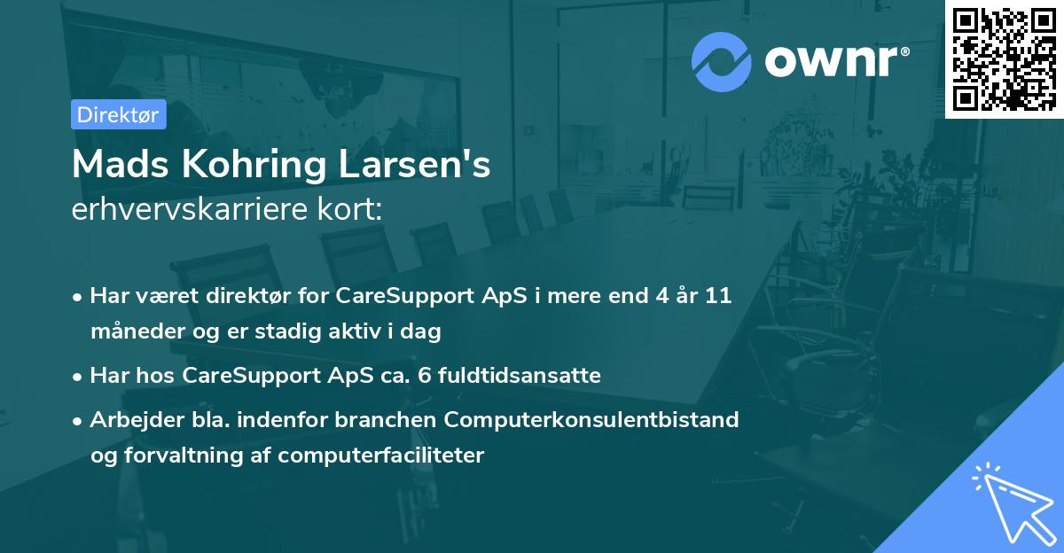 Mads Kohring Larsen's erhvervskarriere kort