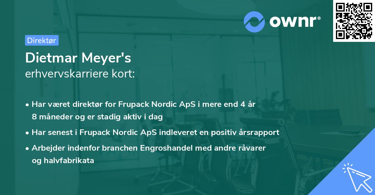 Dietmar Meyer's erhvervskarriere kort