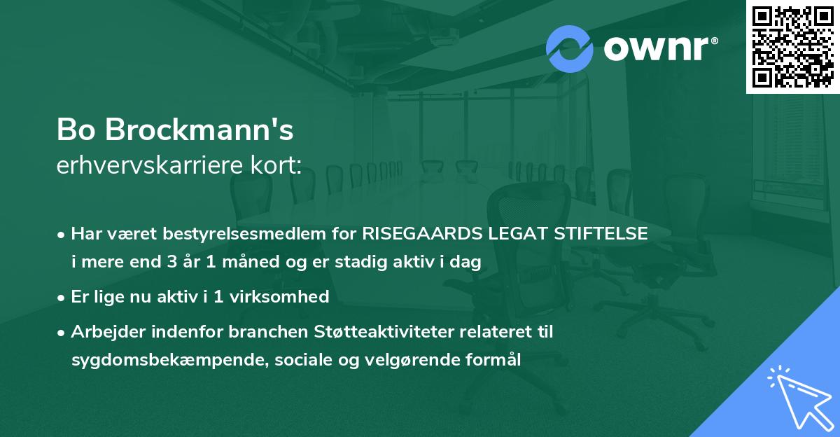 Bo Brockmann's erhvervskarriere kort