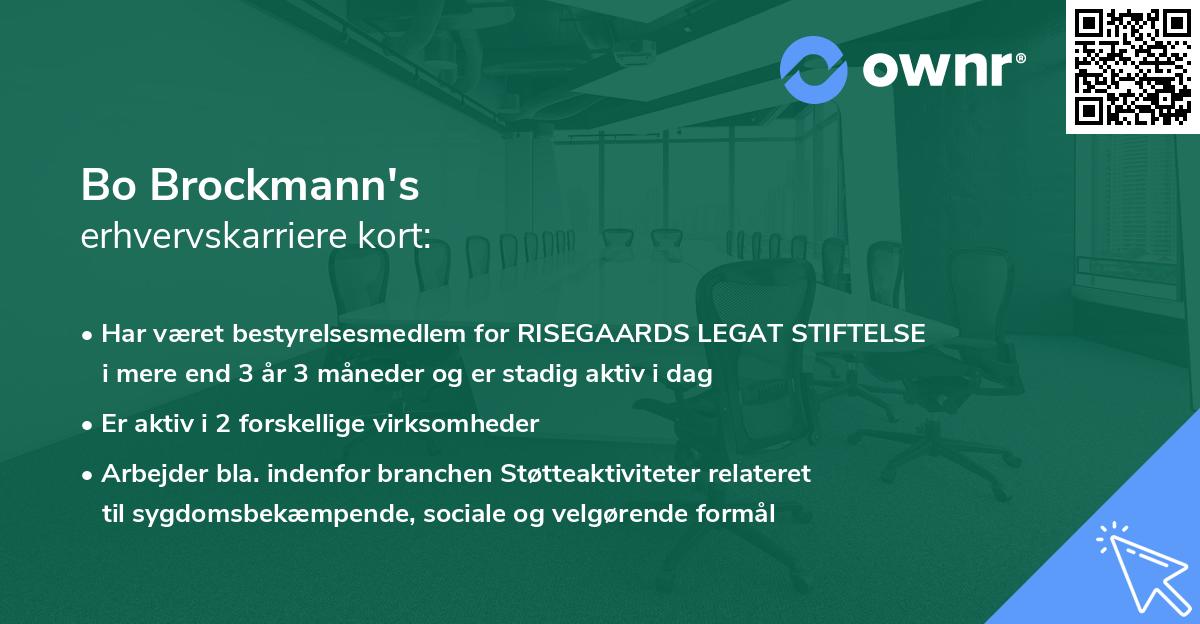Bo Brockmann's erhvervskarriere kort