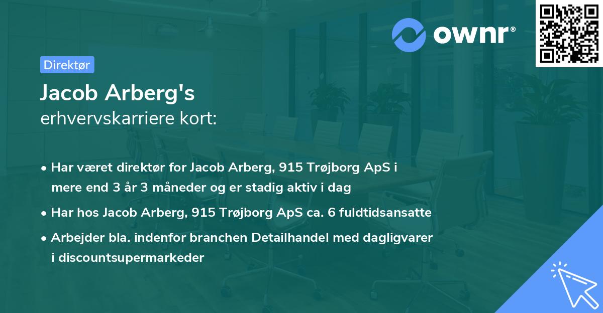 Jacob Arberg's erhvervskarriere kort