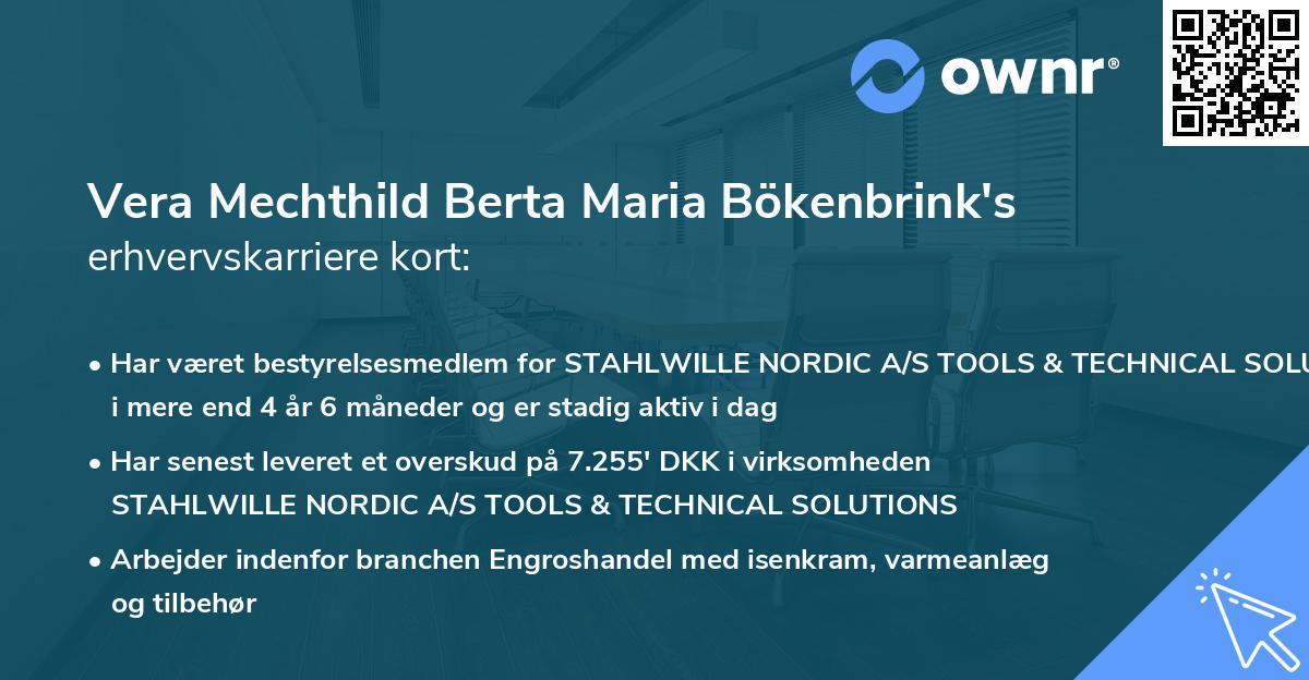 Vera Mechthild Berta Maria Bökenbrink's erhvervskarriere kort