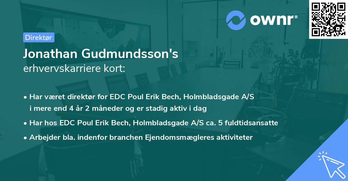 Jonathan Gudmundsson's erhvervskarriere kort