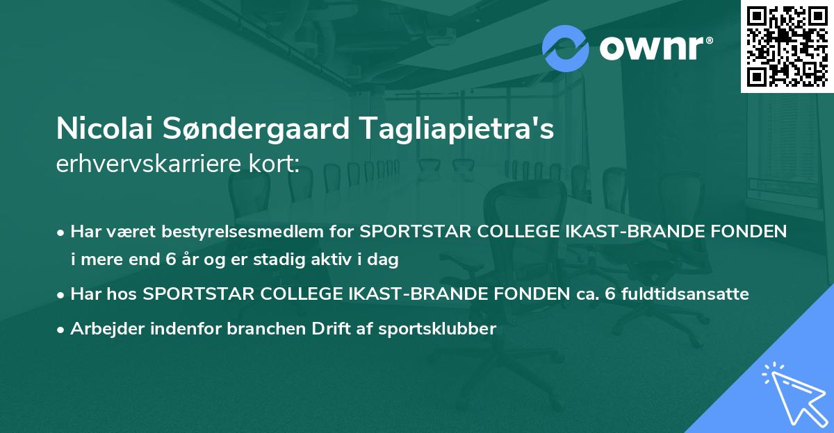 Nicolai Søndergaard Tagliapietra's erhvervskarriere kort