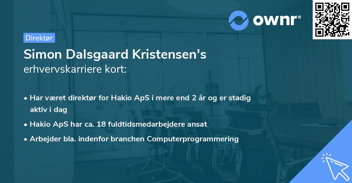 Simon Dalsgaard Kristensen's erhvervskarriere kort