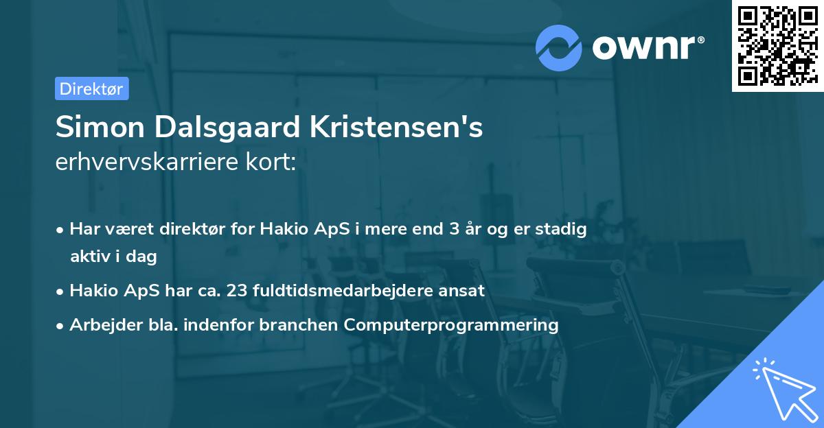 Simon Dalsgaard Kristensen's erhvervskarriere kort