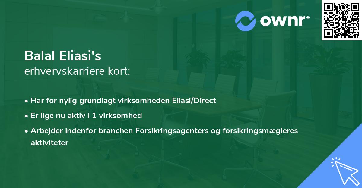 Balal Eliasi's erhvervskarriere kort