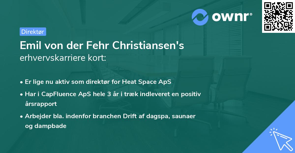 Emil von der Fehr Christiansen's erhvervskarriere kort