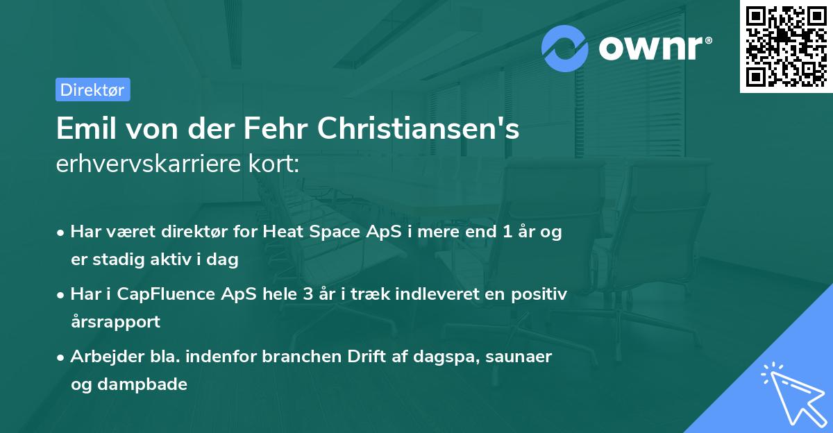 Emil von der Fehr Christiansen's erhvervskarriere kort