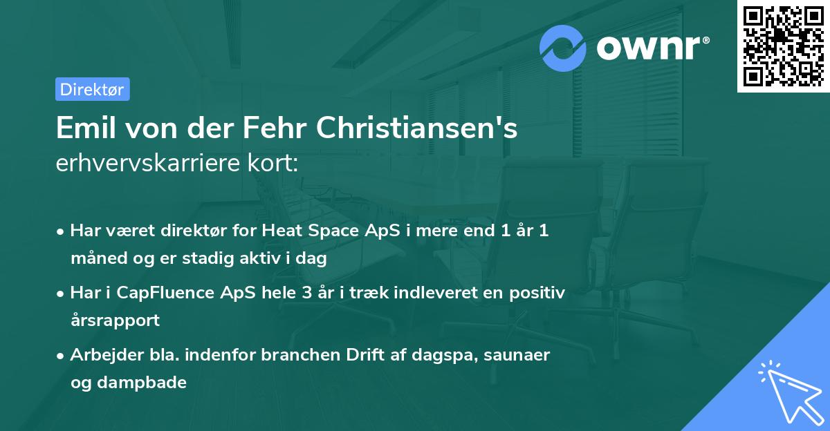 Emil von der Fehr Christiansen's erhvervskarriere kort
