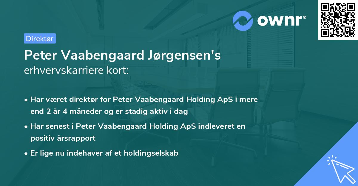 Peter Vaabengaard Jørgensen's erhvervskarriere kort