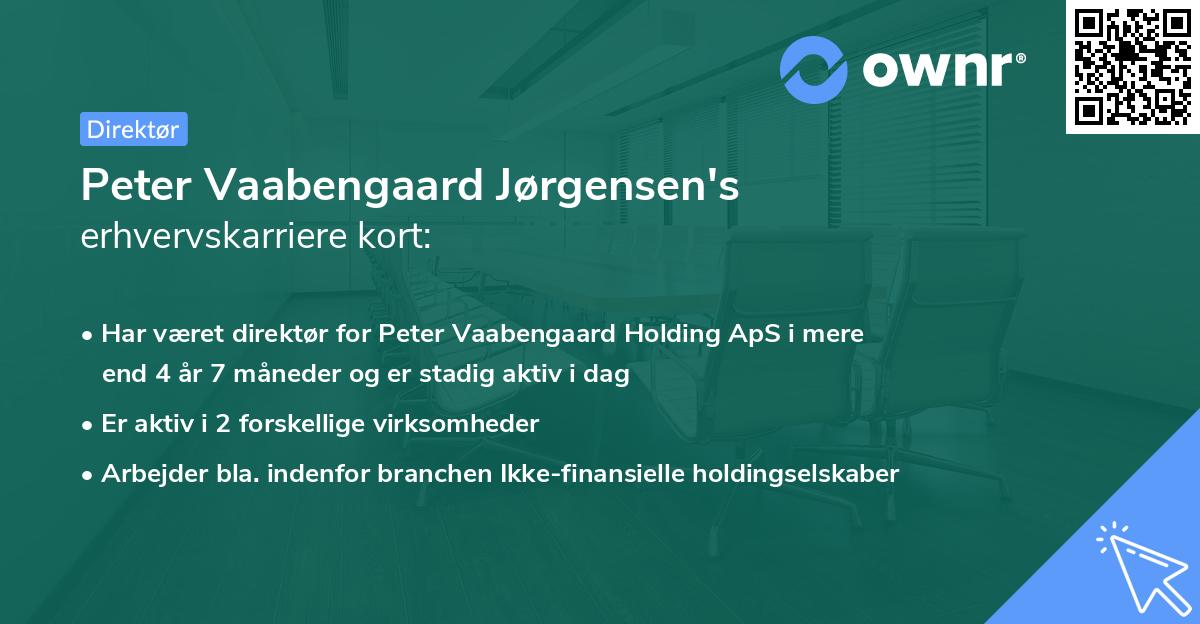 Peter Vaabengaard Jørgensen's erhvervskarriere kort