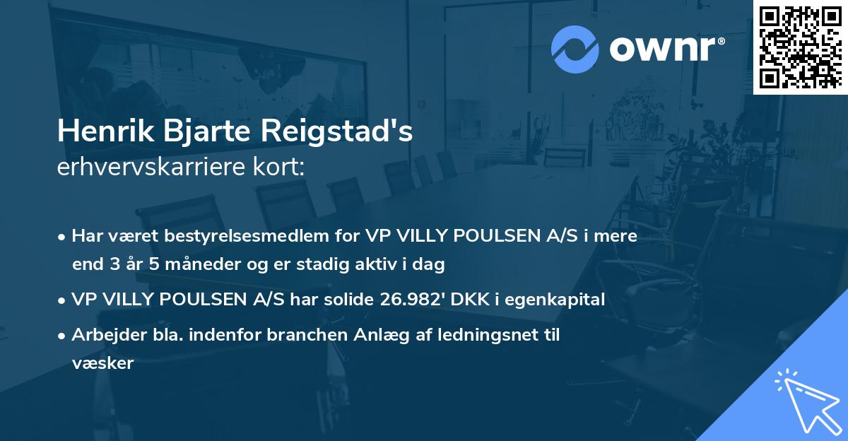 Henrik Bjarte Reigstad's erhvervskarriere kort