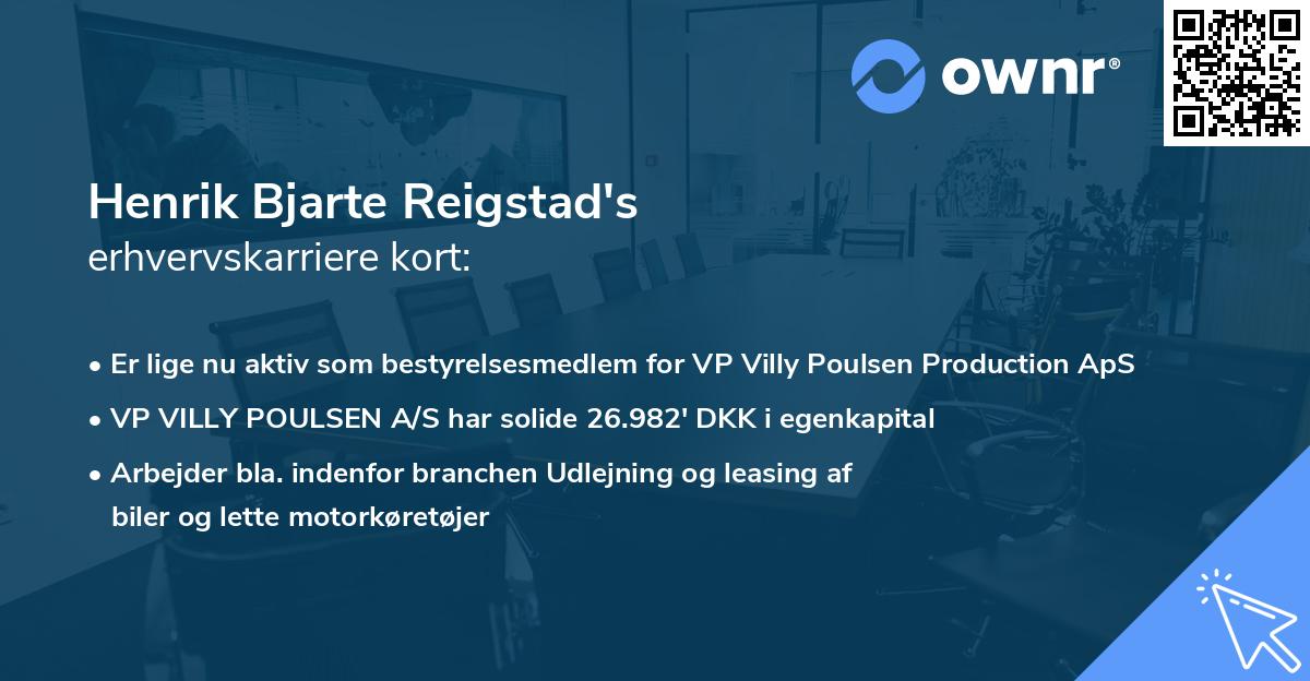 Henrik Bjarte Reigstad's erhvervskarriere kort