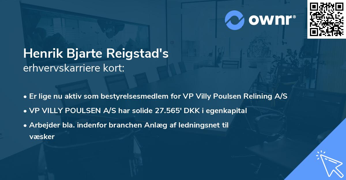 Henrik Bjarte Reigstad's erhvervskarriere kort
