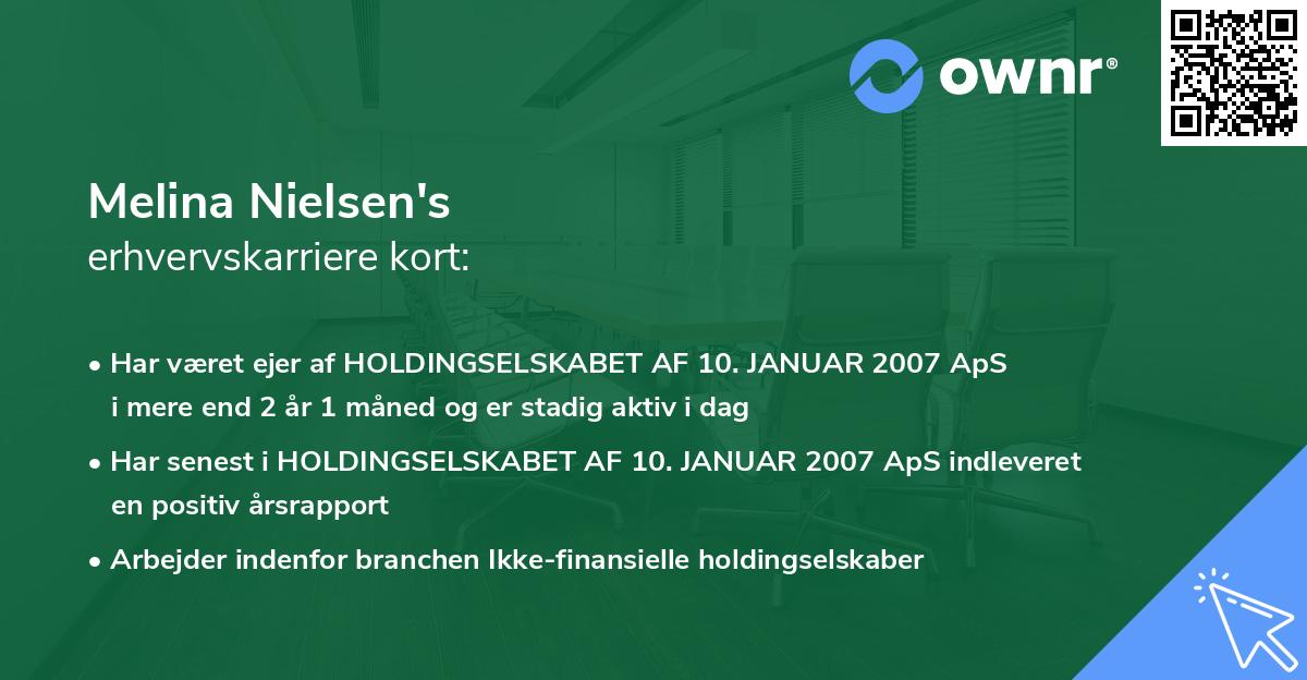 Melina Nielsen's erhvervskarriere kort