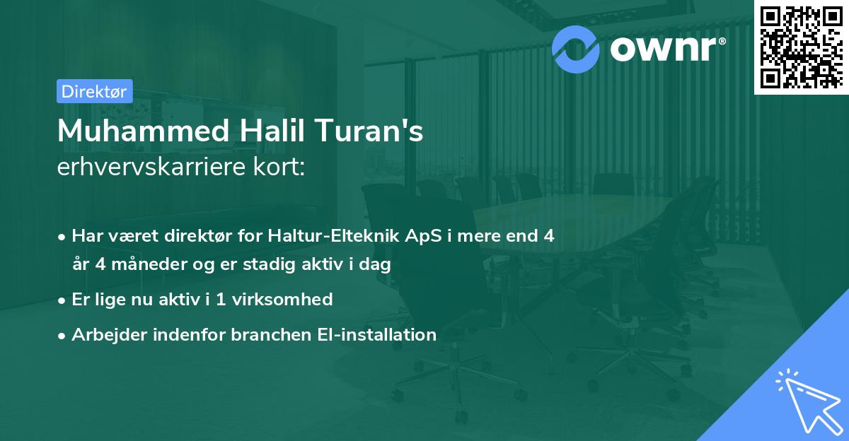 Muhammed Halil Turan's erhvervskarriere kort