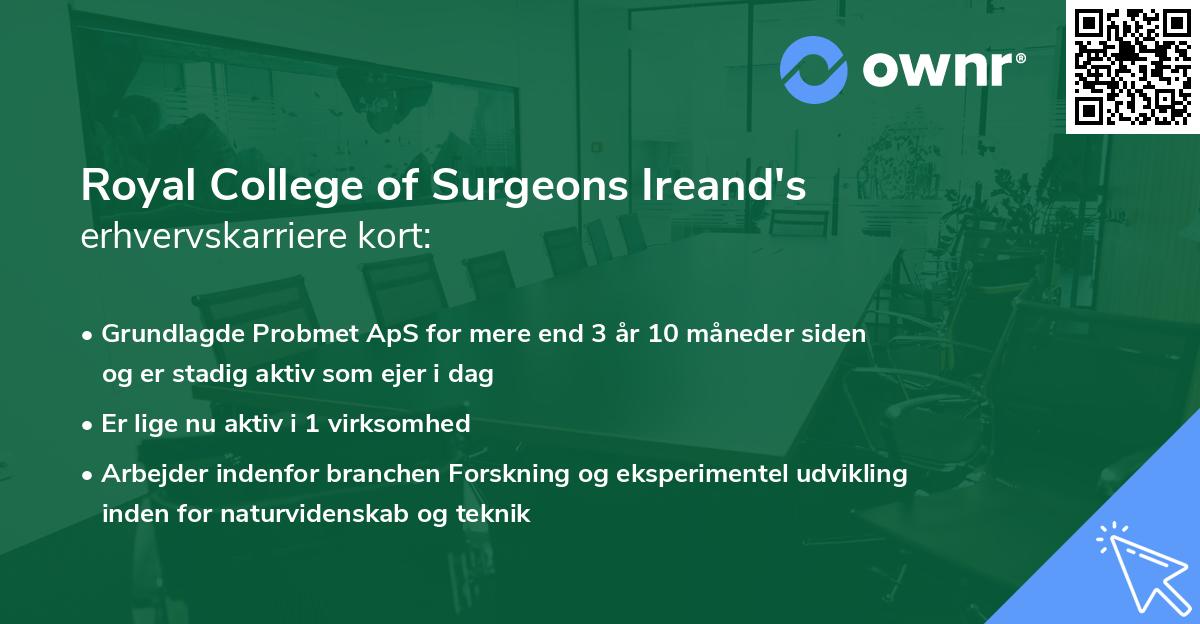 Royal College of Surgeons Ireand's erhvervskarriere kort