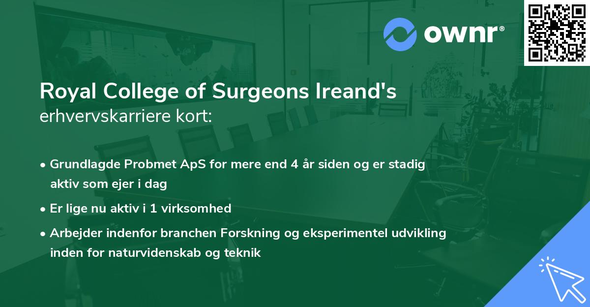 Royal College of Surgeons Ireand's erhvervskarriere kort