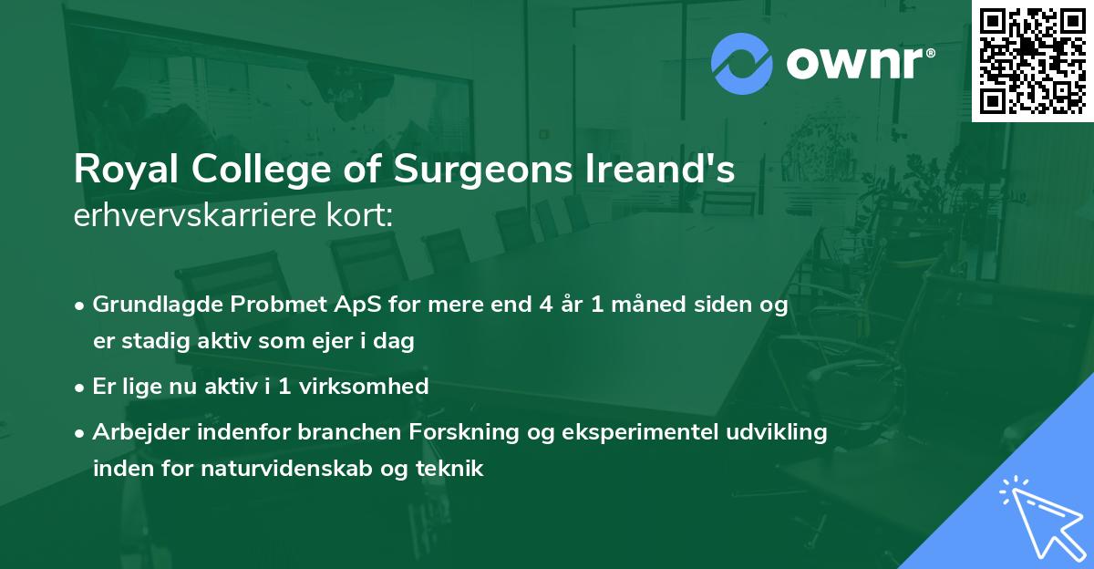 Royal College of Surgeons Ireand's erhvervskarriere kort