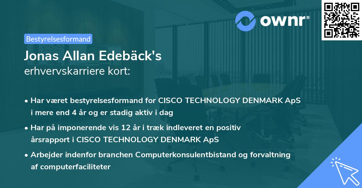 Jonas Allan Edebäck's erhvervskarriere kort