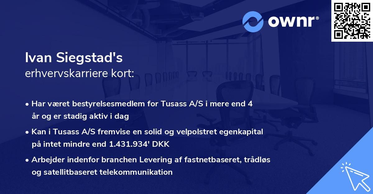Ivan Siegstad's erhvervskarriere kort