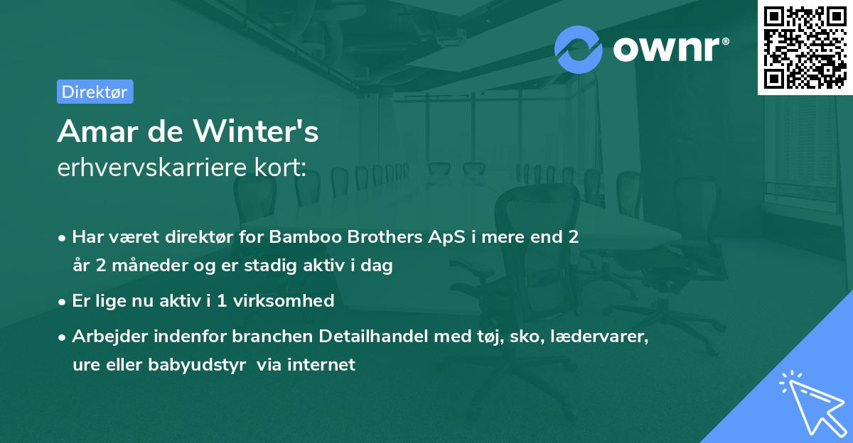 Amar de Winter's erhvervskarriere kort