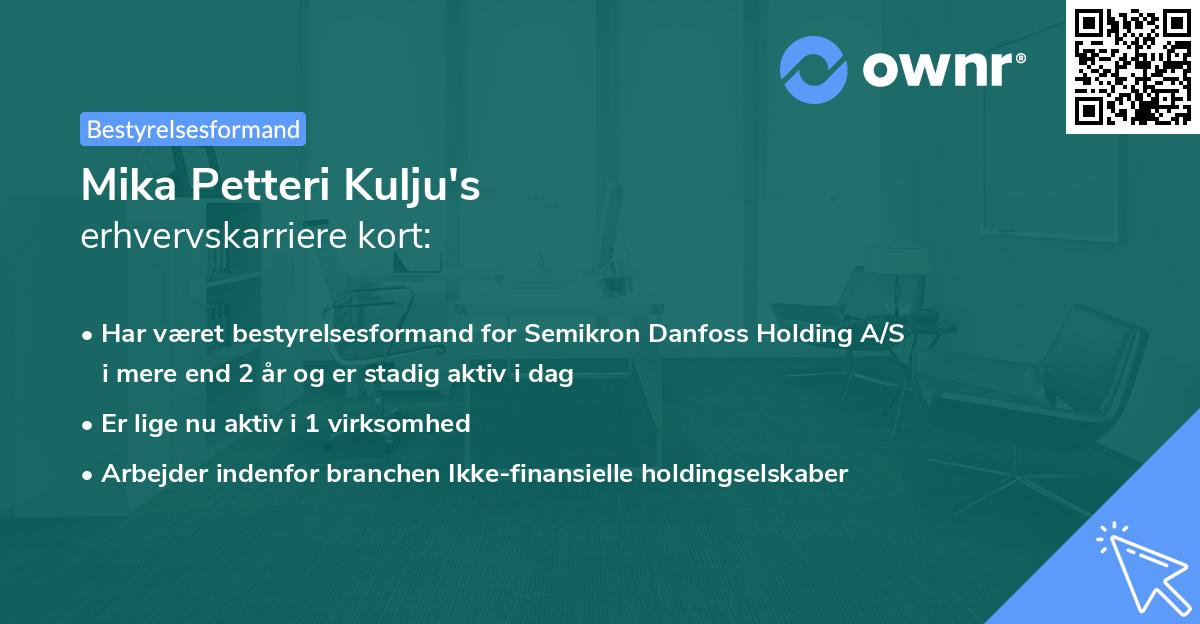 Mika Petteri Kulju's erhvervskarriere kort