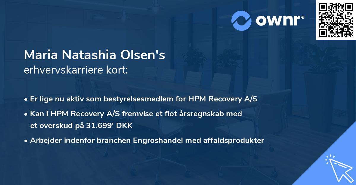 Maria Natashia Olsen's erhvervskarriere kort
