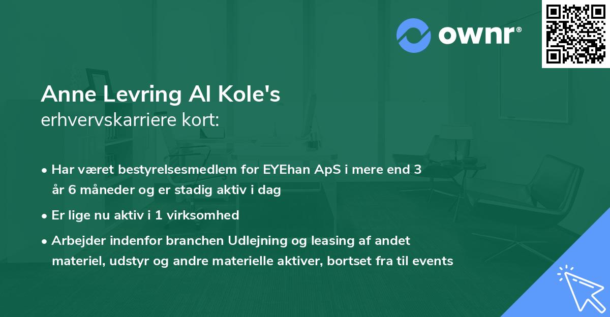 Anne Levring Al Kole's erhvervskarriere kort