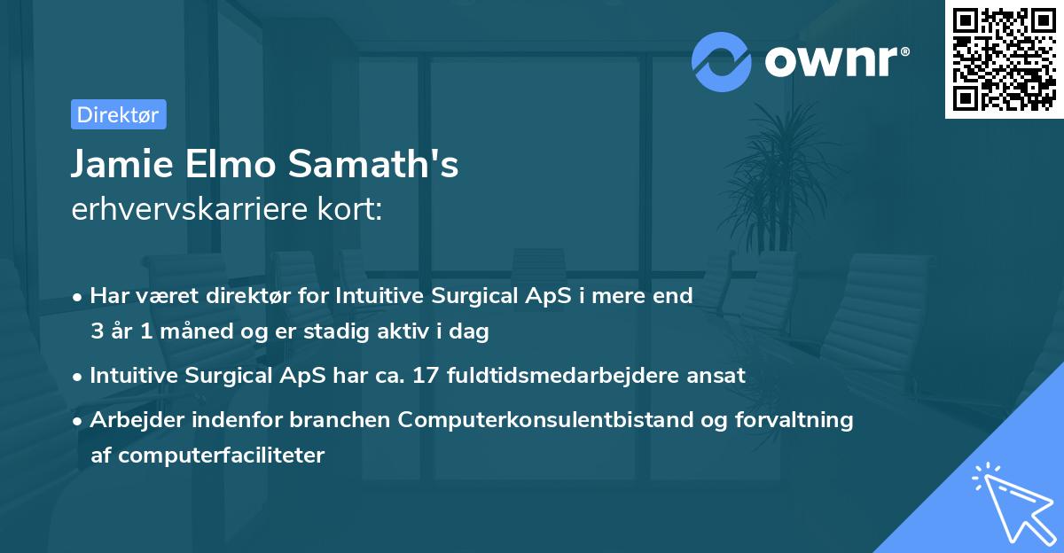 Jamie Elmo Samath's erhvervskarriere kort