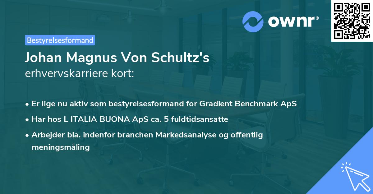 Johan Magnus Von Schultz's erhvervskarriere kort