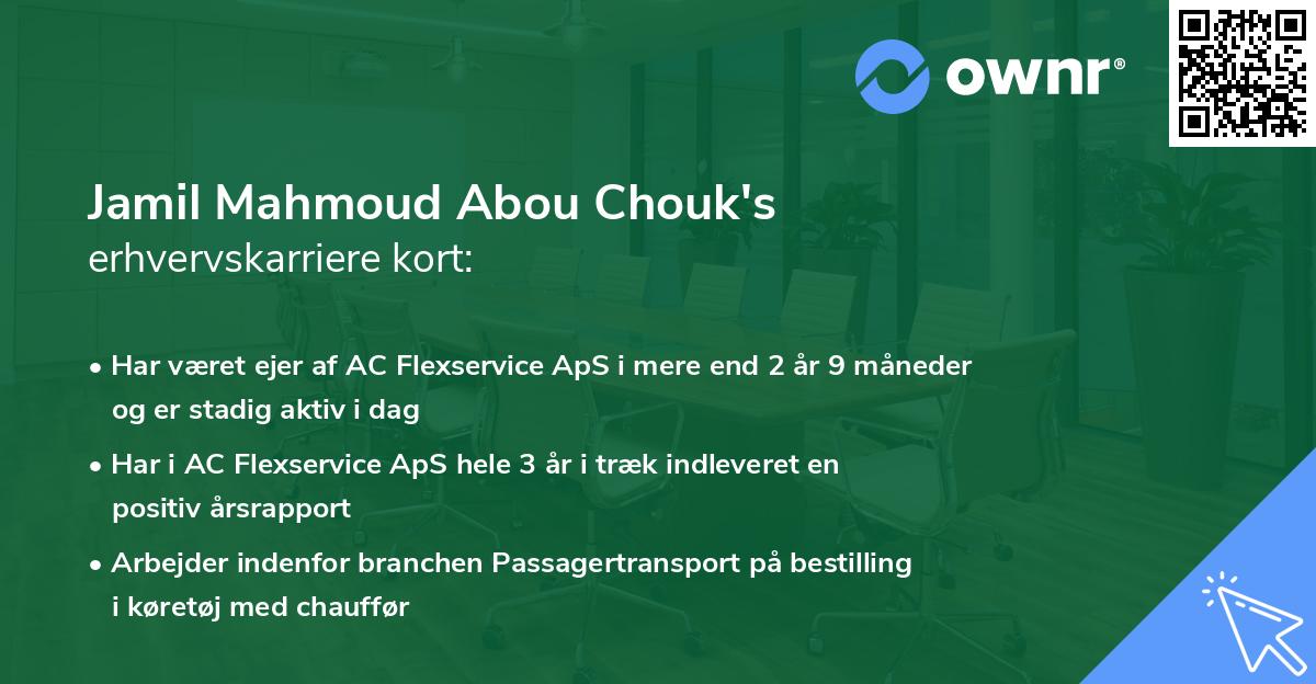 Jamil Mahmoud Abou Chouk's erhvervskarriere kort